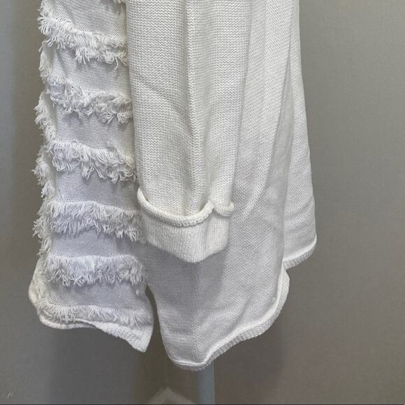 NIC+ZOE Sea Level Tunic Sweater size XXL Winter White Fray Stripes Knit Cotton - Picture 3 of 9